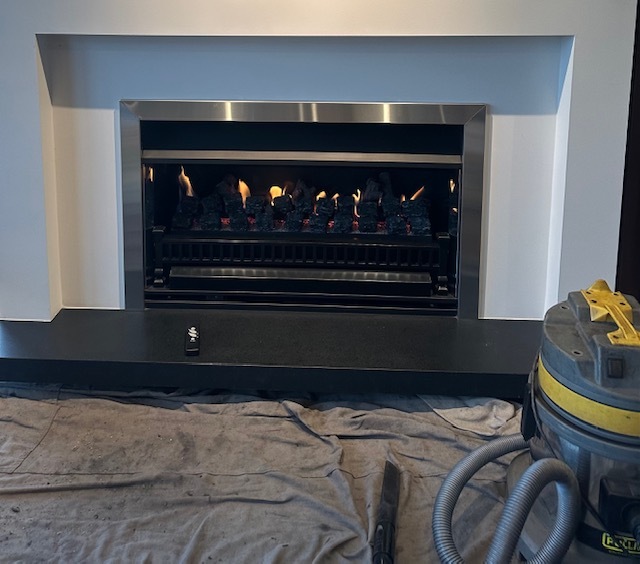 Gas fire during its service with vaccum