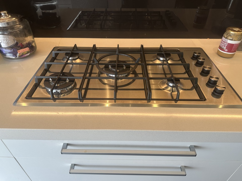 Close up of gas hob in bench