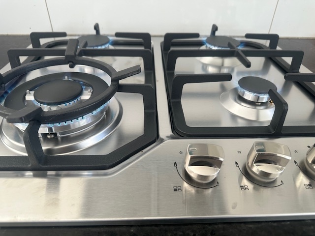 Close up of gas hob