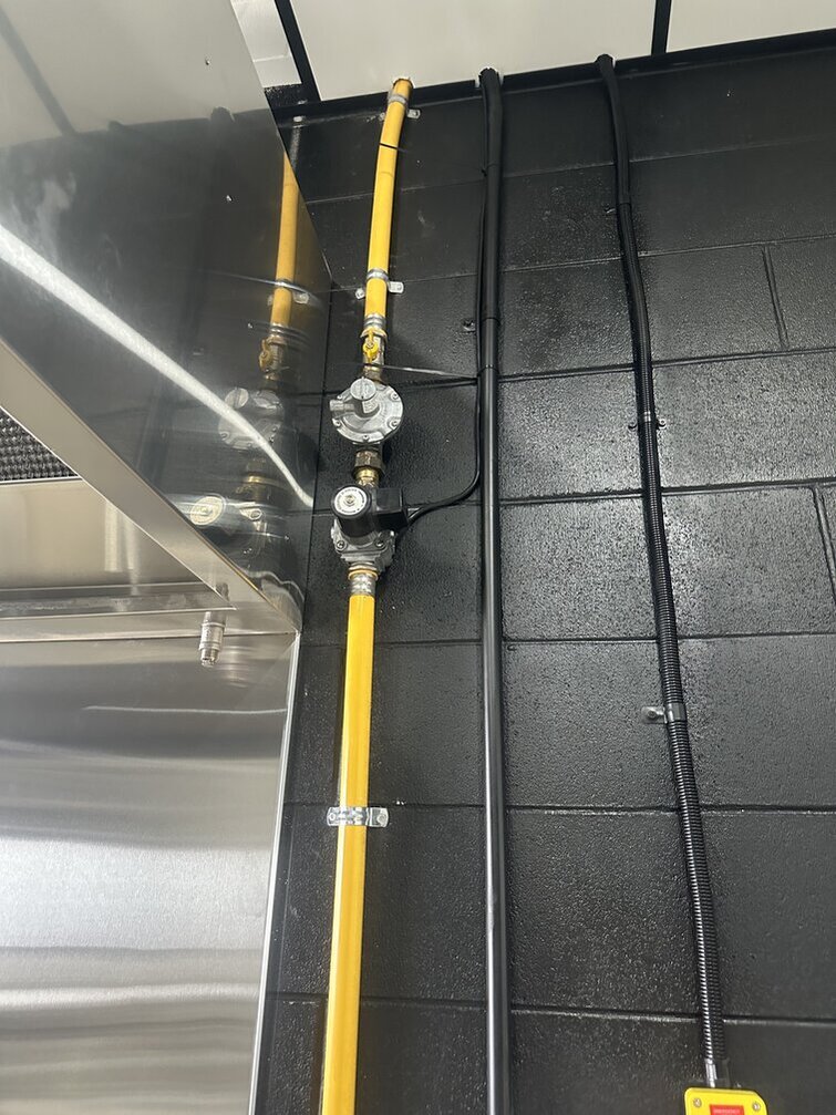 Gas pipe run in commercial kitchen