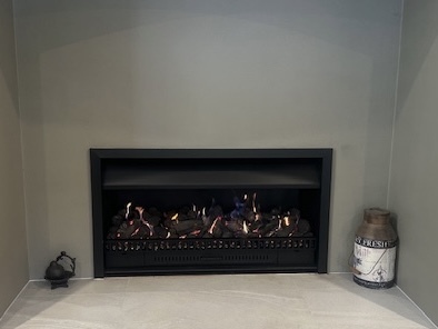 Close up of gas fire after refurbishment