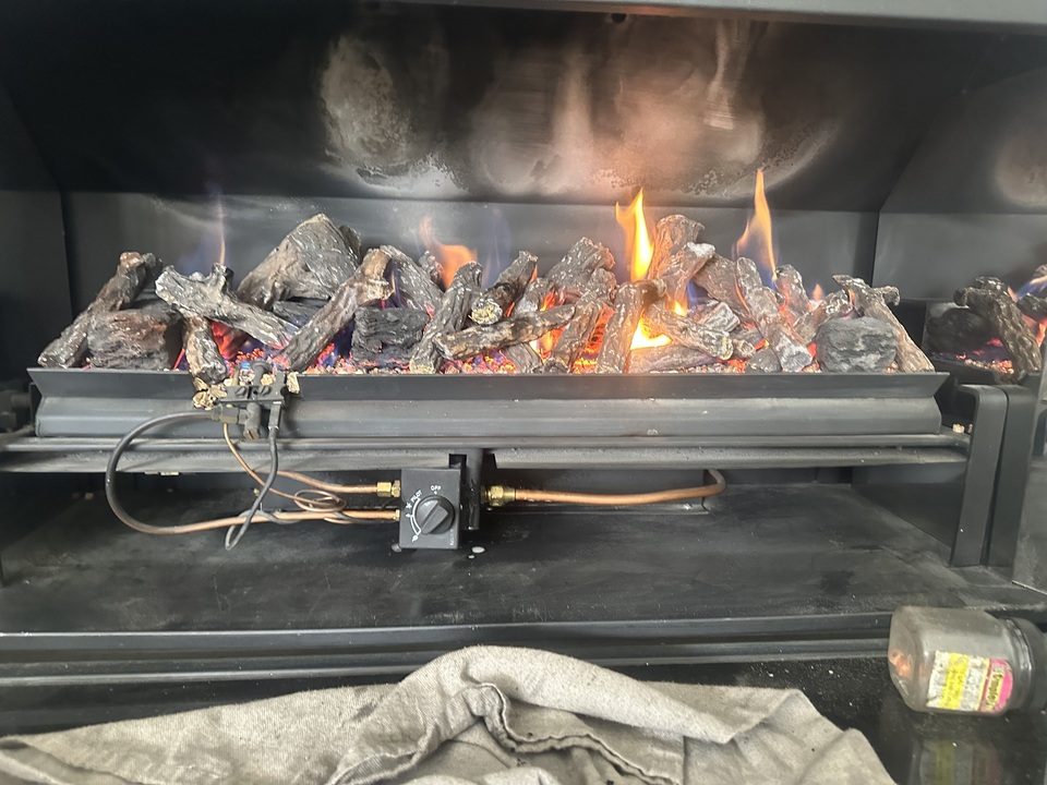 Gas fire during fire service
